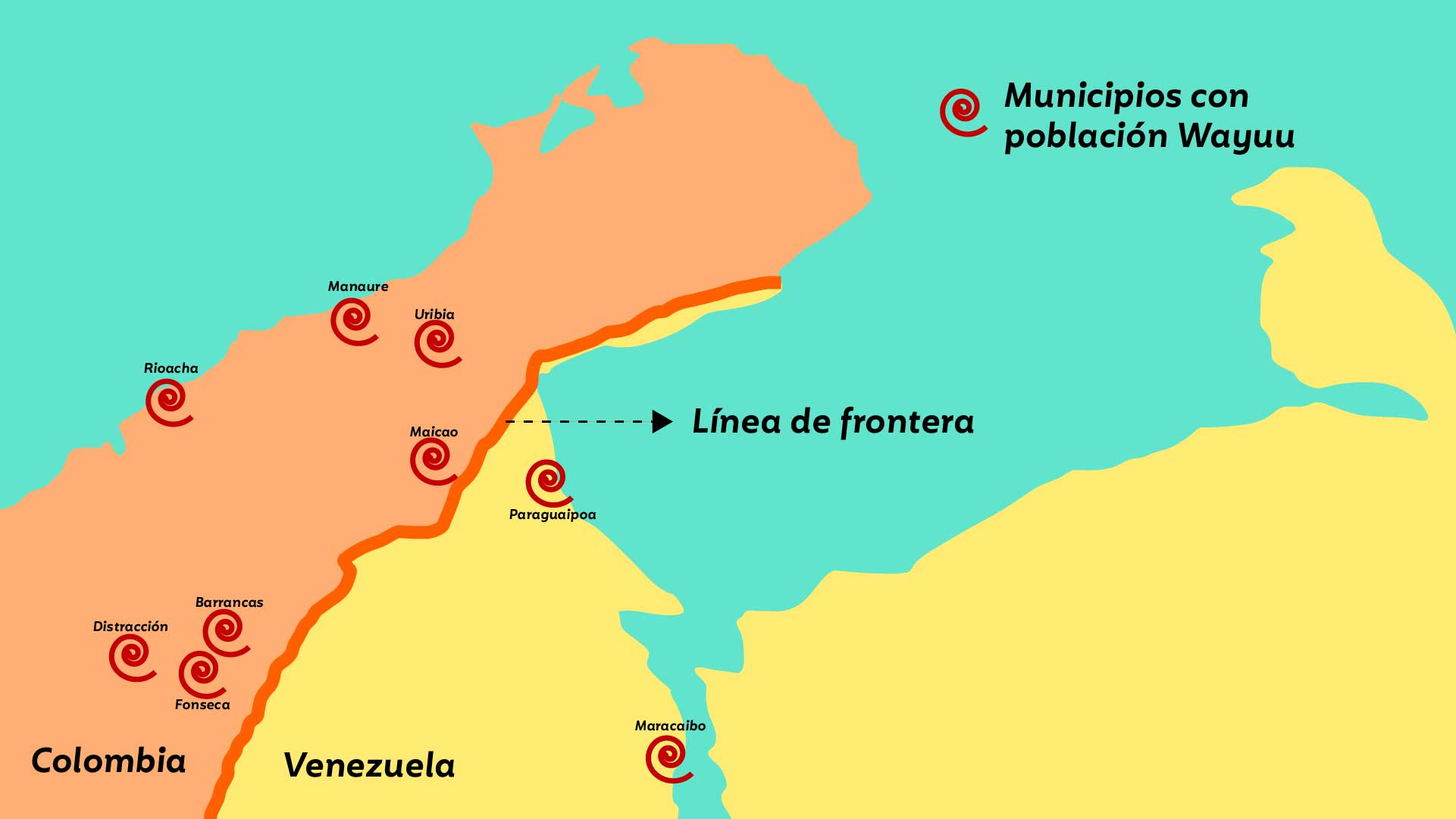 mapa 2 municipios con poblacion wayuu